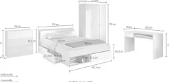 Parisot Jugendzimmer-Set »Most« Set, Bett mit Schubkästen, Kleiderschrank, Schreibtisch, Schubkastenkommode, 4 Stk. tlg.