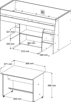 Parisot Jugendzimmer-Set »Parisot Charly 22« Set, 2 tlg. ausziehbarer Schreibtisch auf Rollen