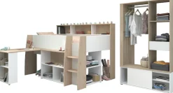 Parisot Jugendzimmer-Set »Parisot Lucas 11« 2 Stk. tlg. Schreibtisch ausziehbar, Kleiderschrank offen, Ablagen und Regale