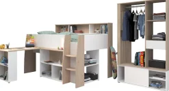 Parisot Jugendzimmer-Set »Parisot Lucas 11« 2 Stk. tlg. Schreibtisch ausziehbar, Kleiderschrank offen, Ablagen und Regale
