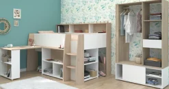 Parisot Jugendzimmer-Set »Parisot Lucas 11« 2 Stk. tlg. Schreibtisch ausziehbar, Kleiderschrank offen, Ablagen und Regale