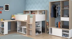 Parisot Jugendzimmer-Set »Parisot Lucas 11« 2 Stk. tlg. Schreibtisch ausziehbar, Kleiderschrank offen, Ablagen und Regale
