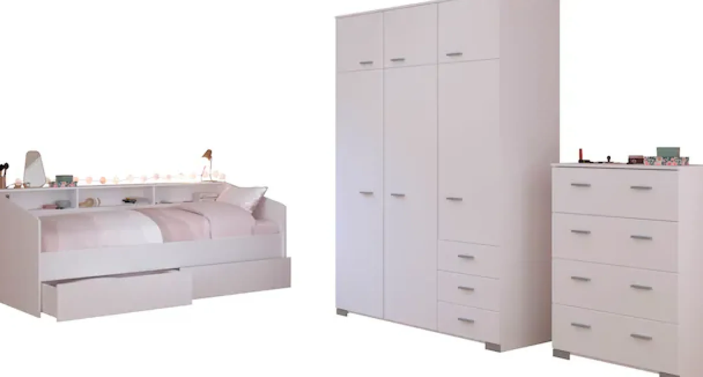 Parisot Jugendzimmer-Set »Sleep 41« Set, 4 Stk. tlg. Rückwände der Fächer am Bett drehbar