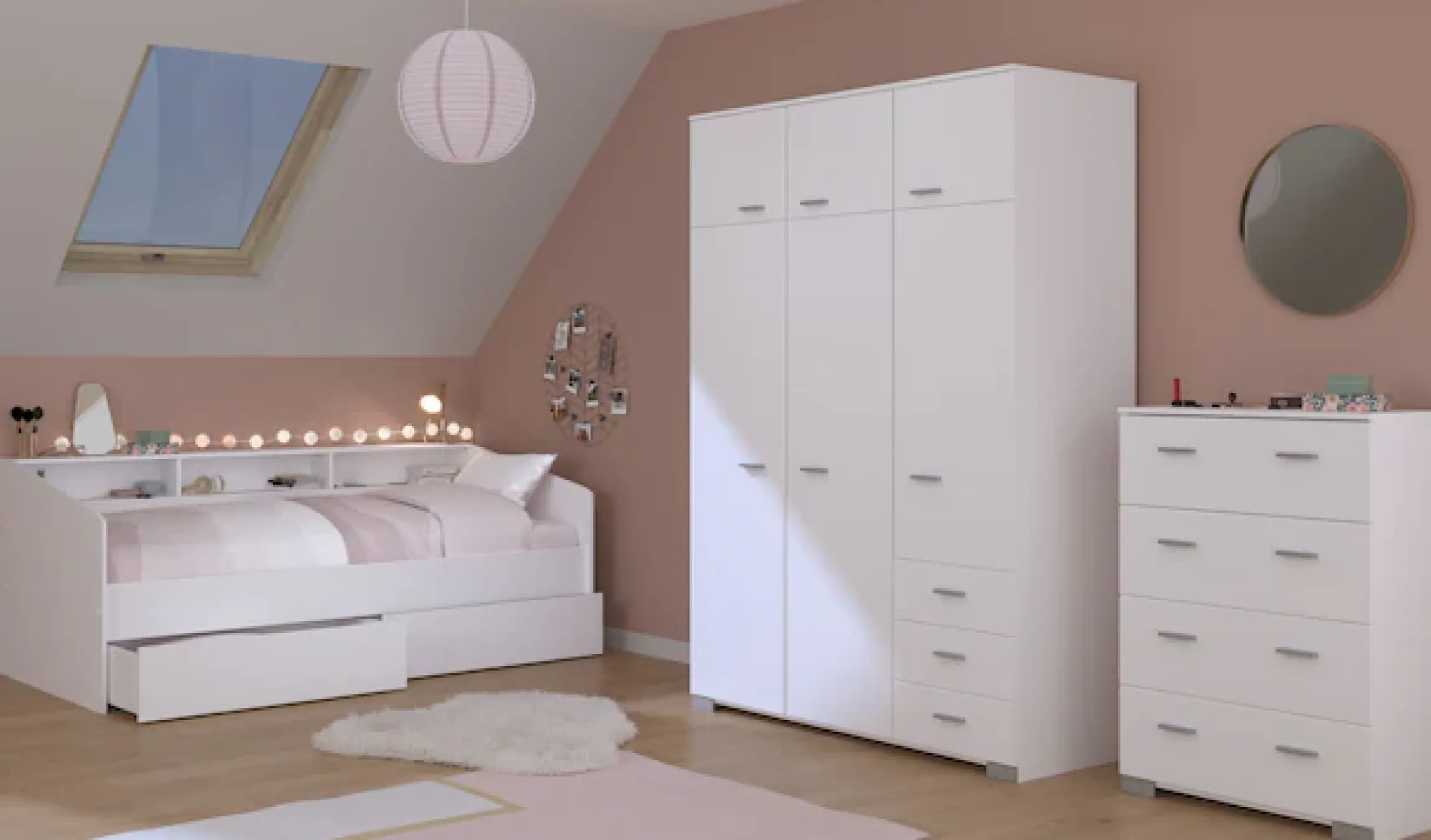 Parisot Jugendzimmer-Set »Sleep 41« Set, 4 Stk. tlg. Rückwände der Fächer am Bett drehbar
