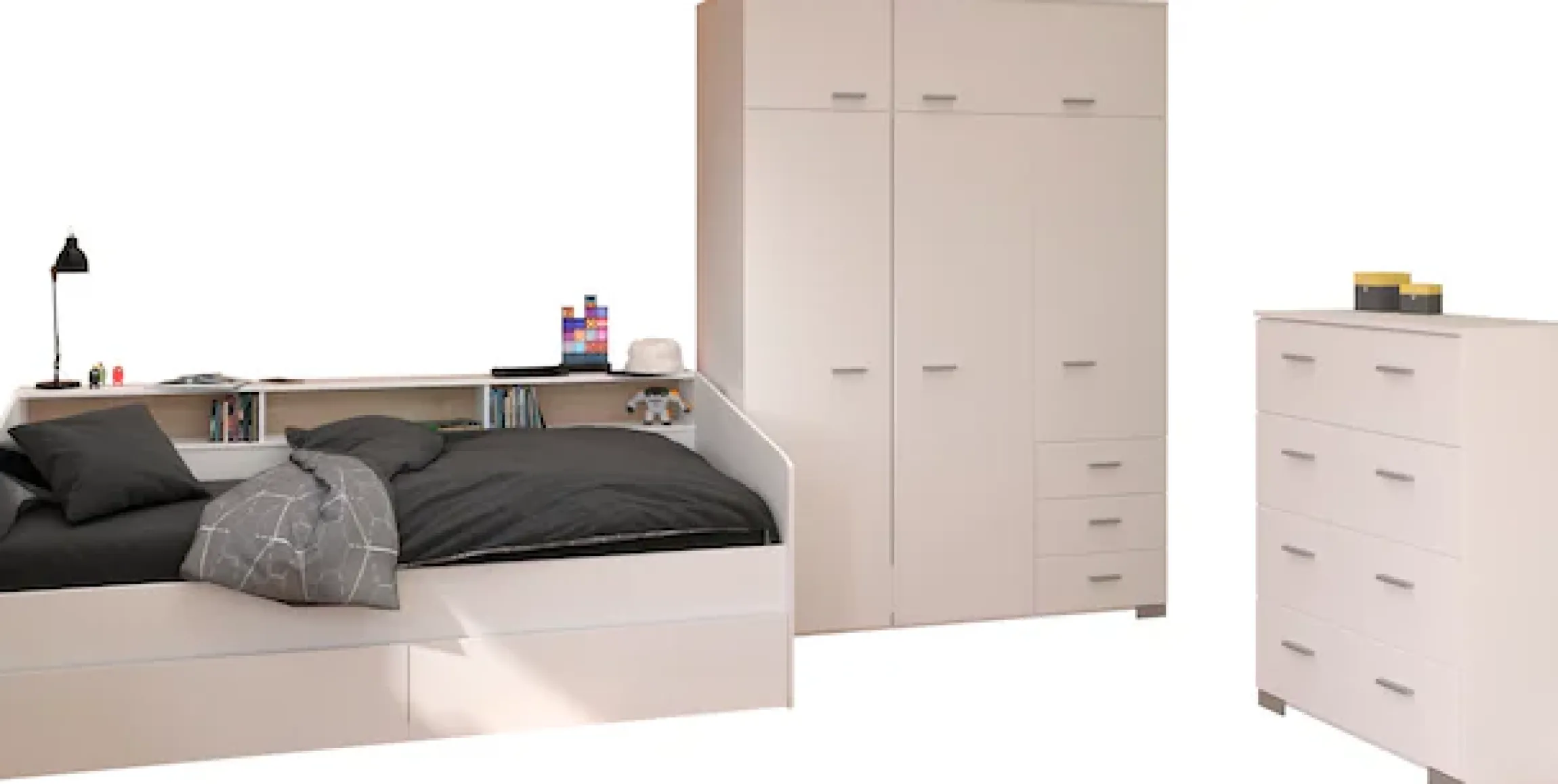 Parisot Jugendzimmer-Set »Sleep 41« Set, 4 Stk. tlg. Rückwände der Fächer am Bett drehbar