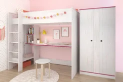 Parisot Jugendzimmer-Set »Smoozy« Set, Hochbett mit integr. Schreibtisch und Kleiderschrank, 2 Stk. tlg.