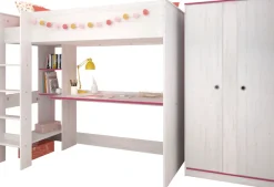 Parisot Jugendzimmer-Set »Smoozy« Set, Hochbett mit integr. Schreibtisch und Kleiderschrank, 2 Stk. tlg.