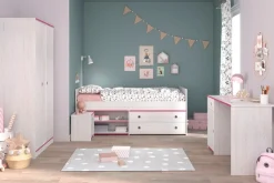 Parisot Jugendzimmer-Set »Smoozy« Stauraumbett,Nachttisch, Kleiderschrank und Schreibtisch, 4 Stk. tlg.