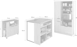 Parisot Schrank-Set »Fumay 3« Set, viel Stauraum, Kücheninsel, Küchenwaagen, inkl. Kabeldurchlass, 3 Stk. tlg.