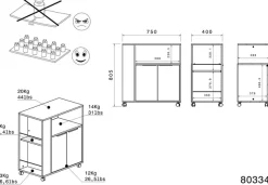 Parisot Schrank-Set »Fumay 3« Set, viel Stauraum, Kücheninsel, Küchenwaagen, inkl. Kabeldurchlass, 3 Stk. tlg.