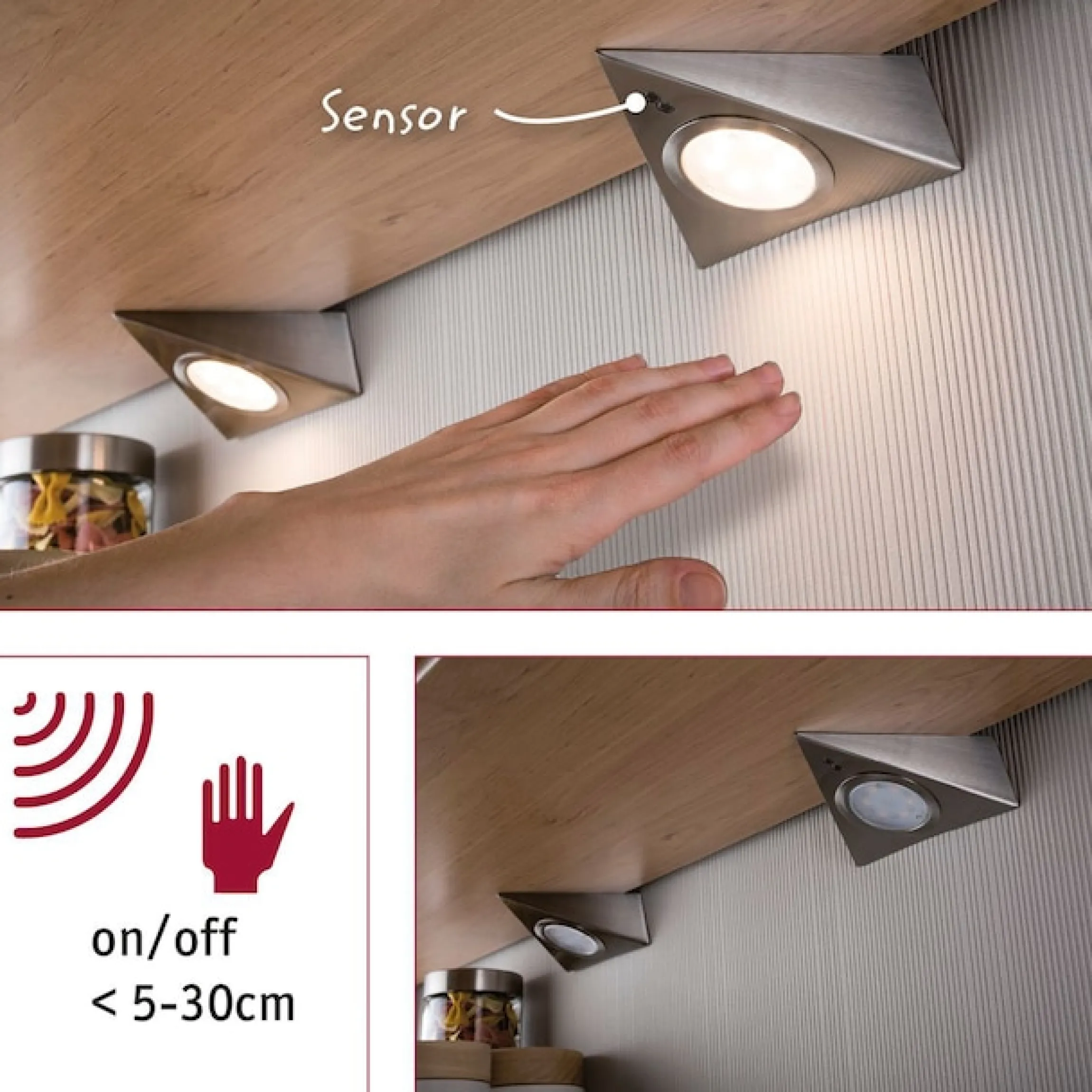 Paulmann Unterschrankleuchte »Möbel Aufbauleuchte LED mit Näherungssensorinkl. LED-Modul 3x2,8W« 1 Stk. Warmweiß 3er-Set inkl. LED-Modul 3x2,8W