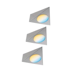 Paulmann Unterschrankleuchte »Clever Connect Trigo 3x2,1W 12VA DC 12V Nickel gebürstet/Metall« 3 Stk. Tageslichtweiß Starter-Set, 2700-6500K