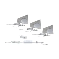 Paulmann Unterschrankleuchte »Clever Connect Trigo 3x2,1W 12VA DC 12V Nickel gebürstet/Metall« 3 Stk. Tageslichtweiß Starter-Set, 2700-6500K