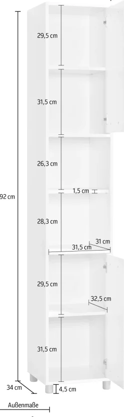 Procontour Hochschrank »Betty« Breite 35 cm mit 6 Fächer