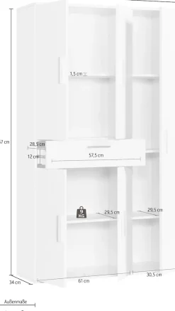 Procontour Mehrzweckschrank »Clara« Höhe 167cm, mit variabel verstellbaren Einlegeböden