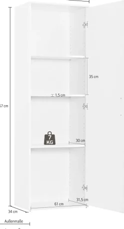 Procontour Mehrzweckschrank »Schrank Clara« Höhe 167cm mit variabel verstellbaren Einlegeböden
