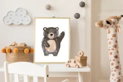 queence Bild mit Rahmen »Brauner Bär« Bär | Bären | Teddy | Tiere 1 Stk. tlg. HD Premium Posterdruck mit Echtholzrahmen