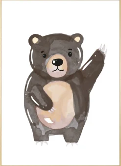 queence Bild mit Rahmen »Brauner Bär« Bär | Bären | Teddy | Tiere 1 Stk. tlg. HD Premium Posterdruck mit Echtholzrahmen