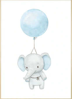 queence Bild mit Rahmen »Fliegender Elefant mit Ballon« Elefant | Elefanten | Elefanten Bilder | Luftballon | Tiere 1 Stk. tlg. HD Premium Posterdruck mit Echtholzrahmen