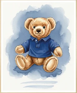 queence Bild mit Rahmen »Vintage Polo Teddy Bär in Poloshirt« Bär | Bären | Fashion | Figuren | Mode | Modebilder HD Premium Poster-Druck inkl. Echtholzrahmen in beige