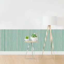 queence Bordüre »Wandbordüre Dunkelgrün 250x90cm« Nadelstreifen | Streifen | bedruckt | gestreift | mehrfarbig | natürlich | seidenmatt glatt Wandpaneele, selbstklebend, Tapete, Sticker, gestreifte Wandtattoos