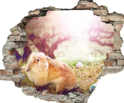 queence 3D-Wandtattoo »Hase mit Schlappohren« Selbstklebender Wandsticker Ostern Wanddurchbruch 60x50cm