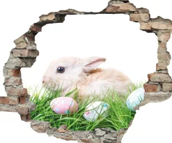 queence 3D-Wandtattoo »Hase mit Ostereiern« Selbstklebender Wandsticker Ostern Wanddurchbruch 60x50cm