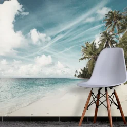 queence Fototapete »Strand und Meer« Meer | Motiv | bedruckt | realistisch glatt Wandpaneele, selbstklebend, Tapete, Sticker, Wanddeko, XXL-Fotomotiv