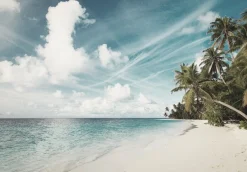 queence Fototapete »Strand und Meer« Meer | Motiv | bedruckt | realistisch glatt Wandpaneele, selbstklebend, Tapete, Sticker, Wanddeko, XXL-Fotomotiv