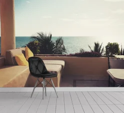 queence Fototapete »Terrasse am Meer« Meer | Motiv | bedruckt | mehrfarbig | realistisch glatt Wandpaneele, selbstklebend, Tapete, Sticker, Wanddeko, XXL-Fotomotiv