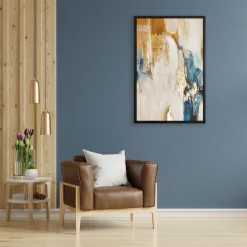 queence Leinwandbild »Abstrakt Beige und Gold« Abstrakt | Abstrakte | Kunst | Modern mit einem Schattenfugenrahmen veredelt