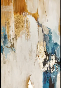 queence Leinwandbild »Abstrakt Beige und Gold« Abstrakt | Abstrakte | Kunst | Modern mit einem Schattenfugenrahmen veredelt
