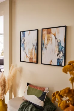 queence Leinwandbild »Abstrakt Beige und Gold« Abstrakt | Abstrakte | Kunst | Modern mit einem Schattenfugenrahmen veredelt