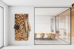 queence Wandgarderobe »Paneel Holzstapel Optik« 1 Stk. tlg. Wandpaneel aus Acrylglas inkl. 6 Edelstahlhaken in schwarz matt