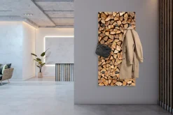 queence Wandgarderobe »Paneel Holzstapel Optik« 1 Stk. tlg. Wandpaneel aus Acrylglas inkl. 6 Edelstahlhaken in schwarz matt
