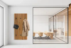queence Wandgarderobe »Paneel Holz Optik« 1 Stk. tlg. Wandpaneel aus Acrylglas inkl. 6 Edelstahlhaken in schwarz matt
