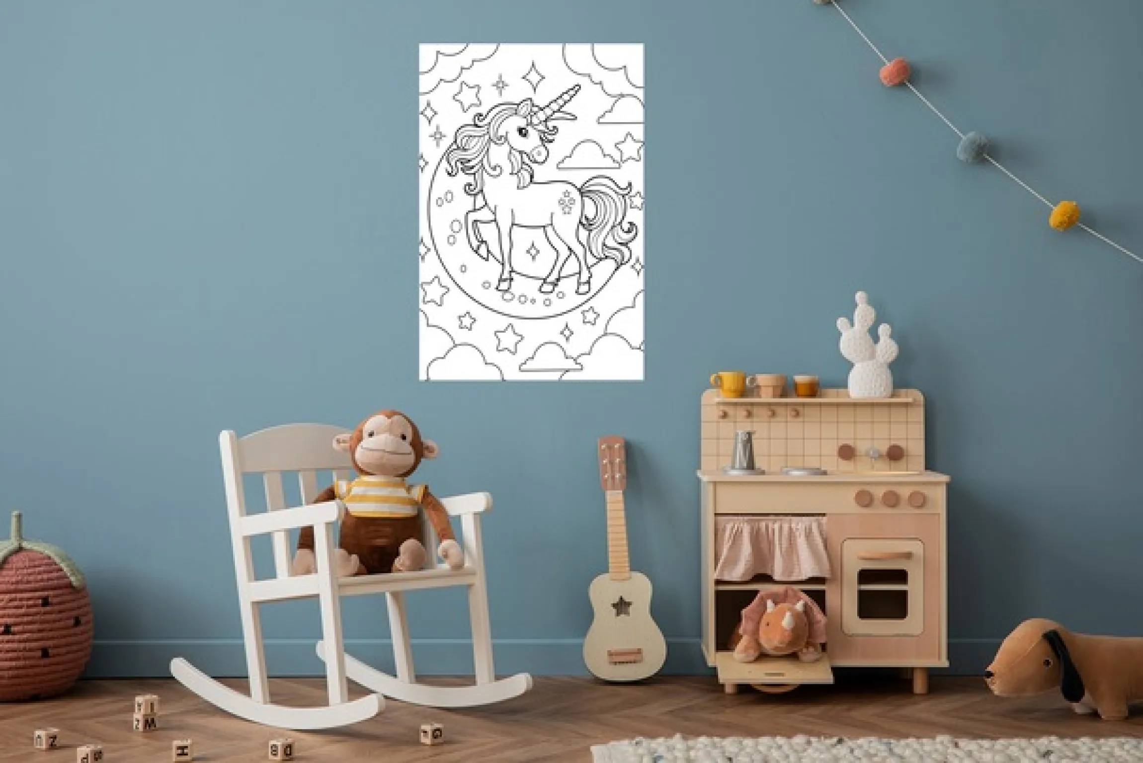 queence Wandsticker »Einhorn am Himmel« DIY-Wandsticker zum Bemalen