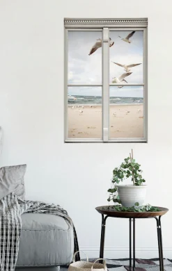 queence Wandsticker »Möwen am Strand« Wandsticker, Wandbild, selbstklebend, 3D, Fenster