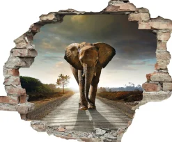 queence Wandtattoo »Elefant« Wandsticker, Wandbild, selbstklebend, 3D, Wanddurchbruch