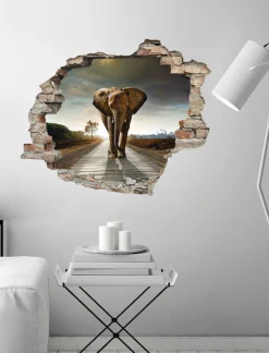 queence Wandtattoo »Elefant« Wandsticker, Wandbild, selbstklebend, 3D, Wanddurchbruch