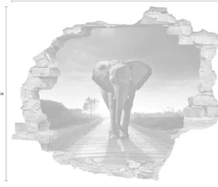 queence Wandtattoo »Elefant« Wandsticker, Wandbild, selbstklebend, 3D, Wanddurchbruch