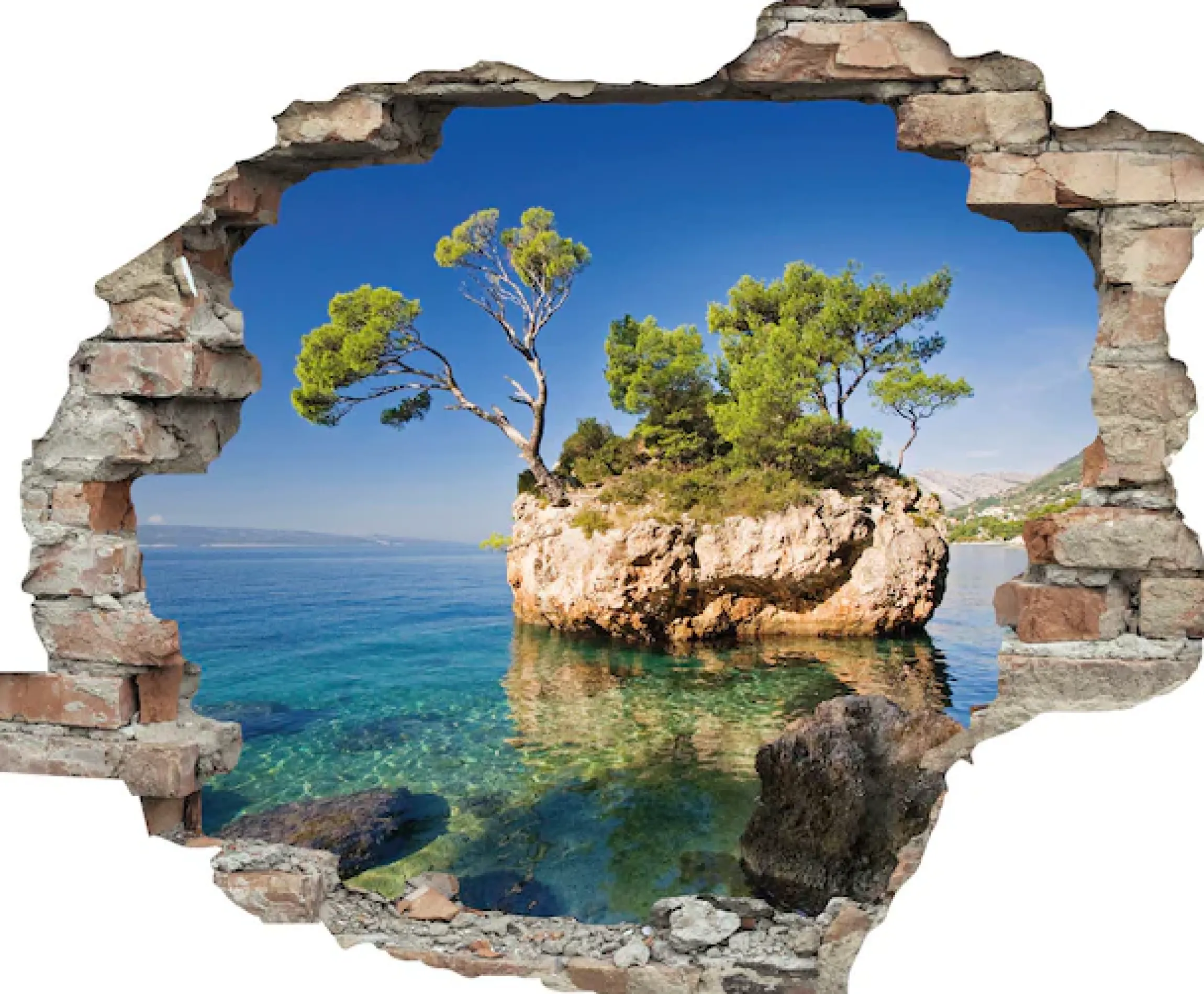 queence Wandtattoo »Insel« Wandsticker, Wandbild, selbstklebend, 3D, Wanddurchbruch