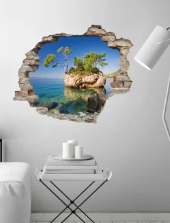 queence Wandtattoo »Insel« Wandsticker, Wandbild, selbstklebend, 3D, Wanddurchbruch