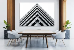 queence XXL-Wandbild »Akustikbild Geometrisch Gebäude« Architektonische Elemente | Formen | Gebäude | Schwarz-Weiß 1 Stk. tlg. Einfache Akustiklösung ohne Baumaßnahme, Schalldämmung, Paneele