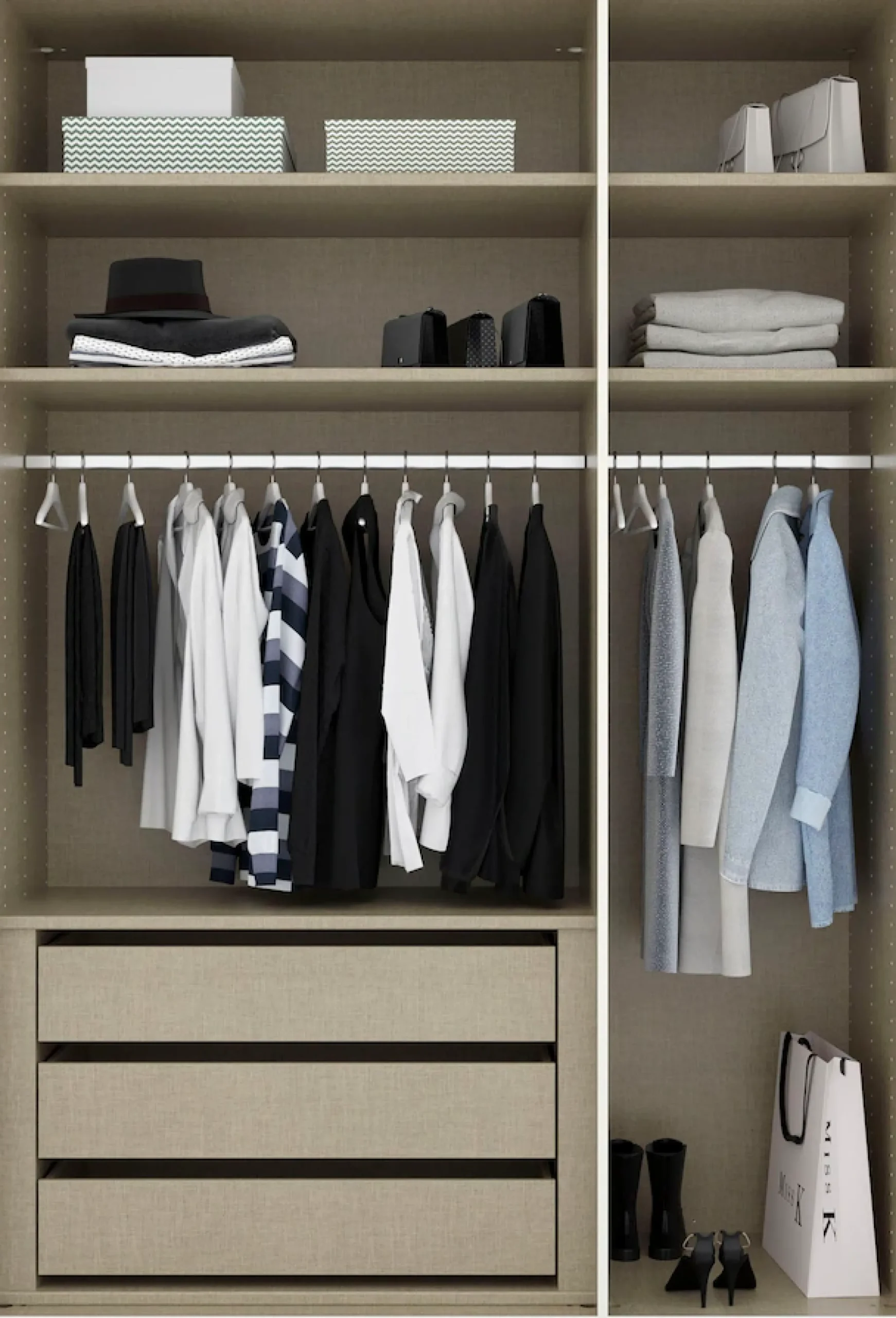 rauch Drehtürenschrank »Kleiderschrank Schrank Garderobe Wäscheschrank PURISMA Glasfront« in den Breiten 151/201/251/301 cm, inkl. SOFT-CLOSE-FUNKTION,schlichte Eleganz, mit umfangreicher Innenausstattung MADE IN GERMANY
