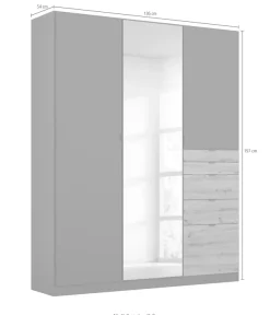rauch Drehtürenschrank »Kleiderschrank Schrank Garderobe Wäscheschrank Ankleide ONTARIO« Breiten 136/181 cm,mit 5 Schubladen in unterschiedlichen Größen MADE IN GERMANY