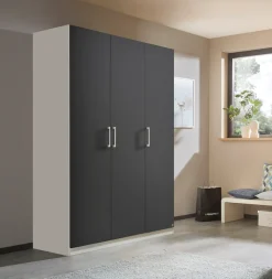 rauch Drehtürenschrank »Kleiderschrank Schrank Garderobe Wäscheschrank COSMO« mit zusätzlichen Einlegeböden, Metallgriffe in Weiß MADE IN GERMANY