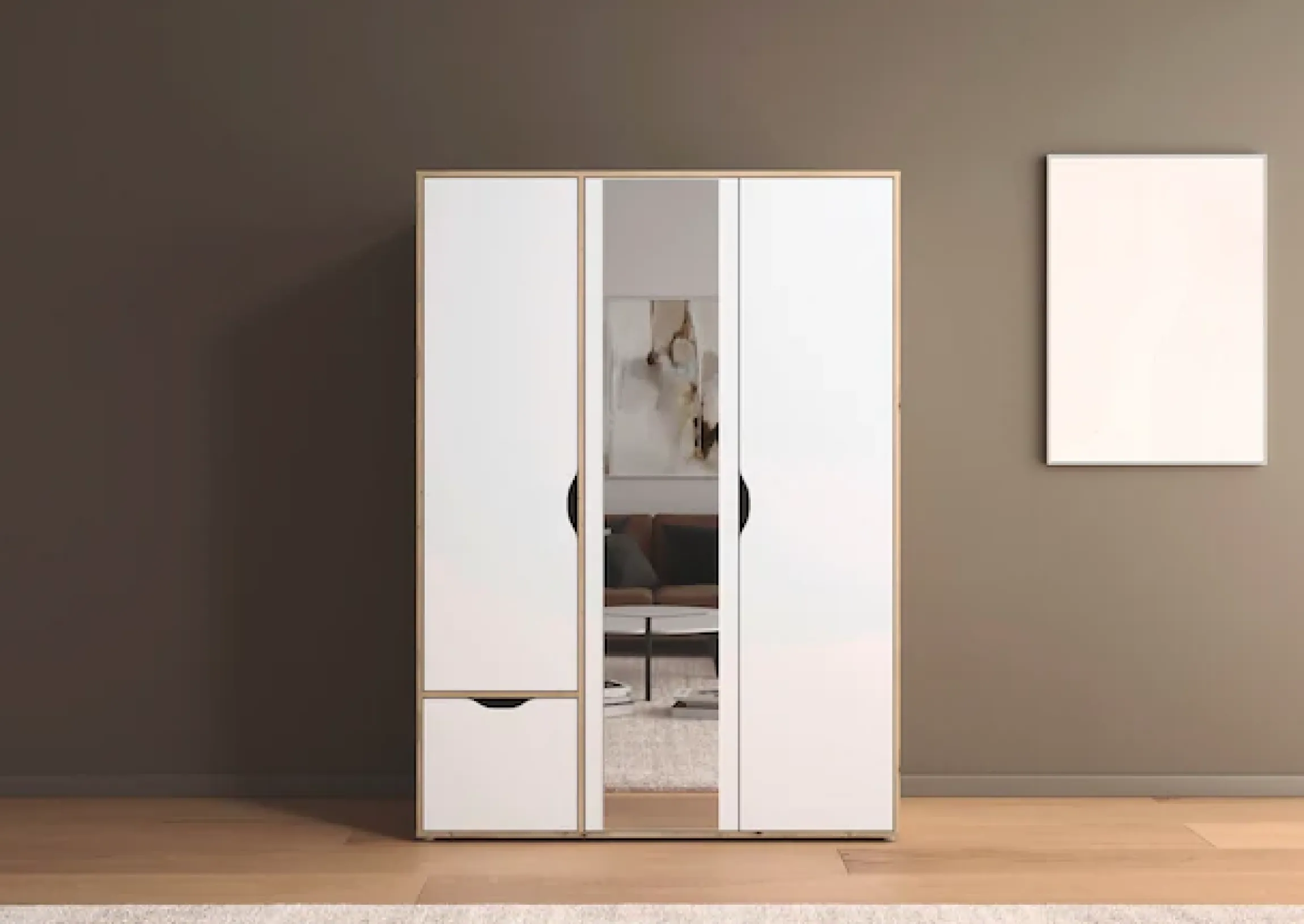rauch Drehtürenschrank »Kleiderschrank Schrank Garderobe Wäscheschrank NARAI mit Schubladen« in 3 verschiedenen Ausstattungen BASIC/CLASSIC/PREMIUM,Griffausfräsungen für eine grifflose Optik TOPSELLER MADE IN GERMANY