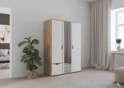 rauch Drehtürenschrank »Kleiderschrank Schrank Garderobe Wäscheschrank NARAI mit Schubladen« in 3 verschiedenen Ausstattungen BASIC/CLASSIC/PREMIUM,Griffausfräsungen für eine grifflose Optik TOPSELLER MADE IN GERMANY