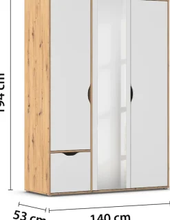 rauch Drehtürenschrank »Kleiderschrank Schrank Garderobe Wäscheschrank NARAI mit Schubladen« in 3 verschiedenen Ausstattungen BASIC/CLASSIC/PREMIUM,Griffausfräsungen für eine grifflose Optik TOPSELLER MADE IN GERMANY